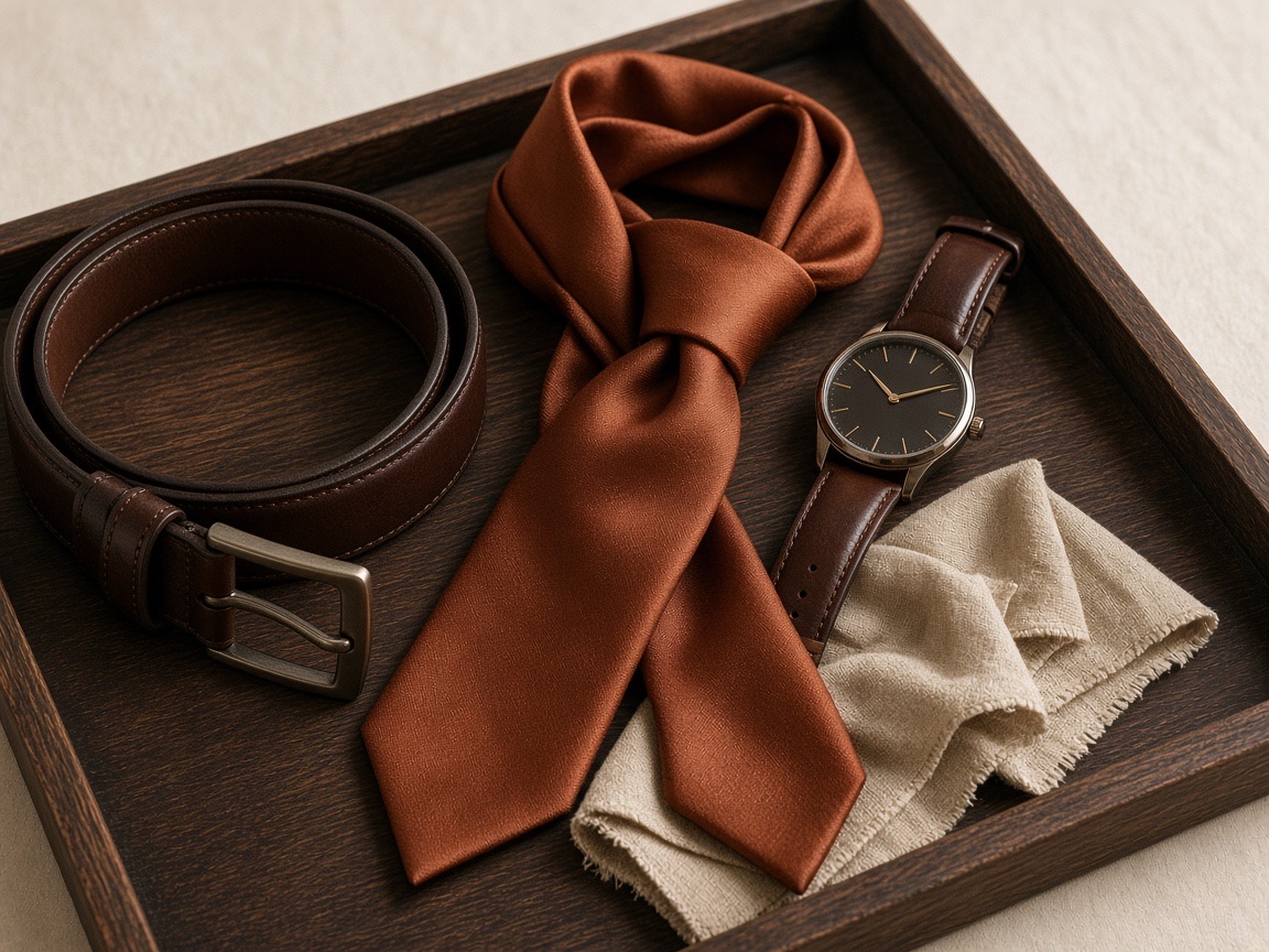 Herrenaccessoires: Krawatte, Gürtel, Uhr